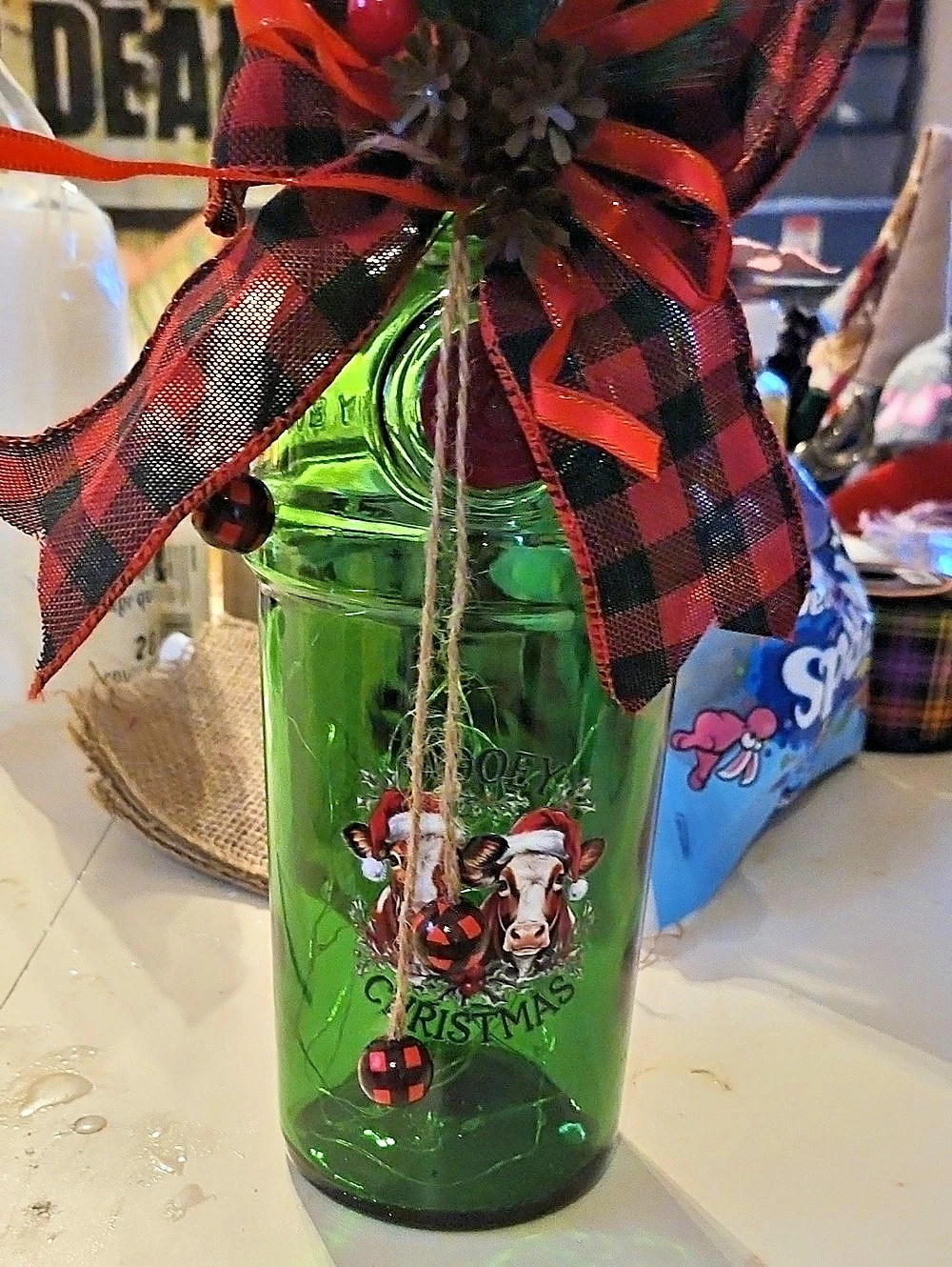 Christmas Light-Up Bottle Decor